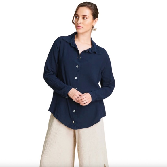 Oh My Gauze Josephine Cotton Gauze Button Down Top - Picture 1 of 5